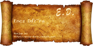 Encz Dóra névjegykártya